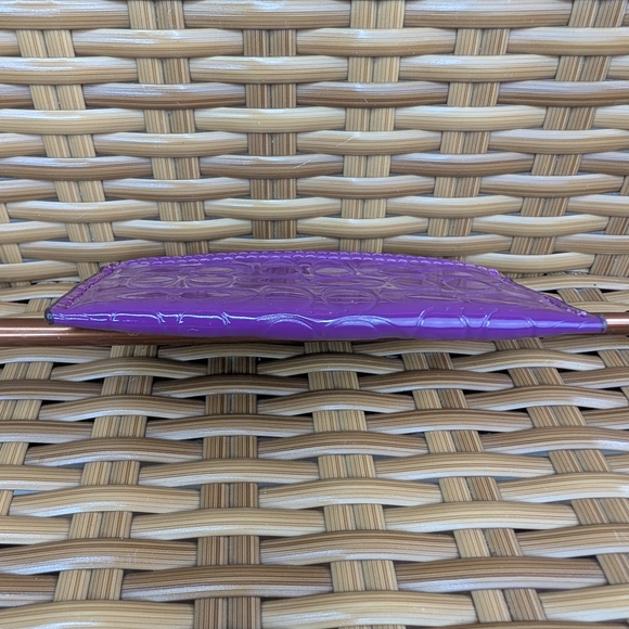 Coach Purple Coach Embossed Patent Leather Card Holder Case Wallet Pouch - Picture 5 of 11